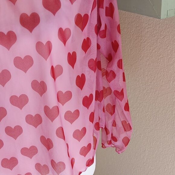 Groovy Gal Heart Sheer Top. Elevated Indie, Akubi, Whimsical - Picture 3 of 7